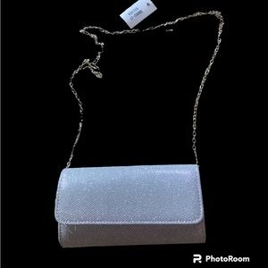 New silver glitter crossbody/clutch purse